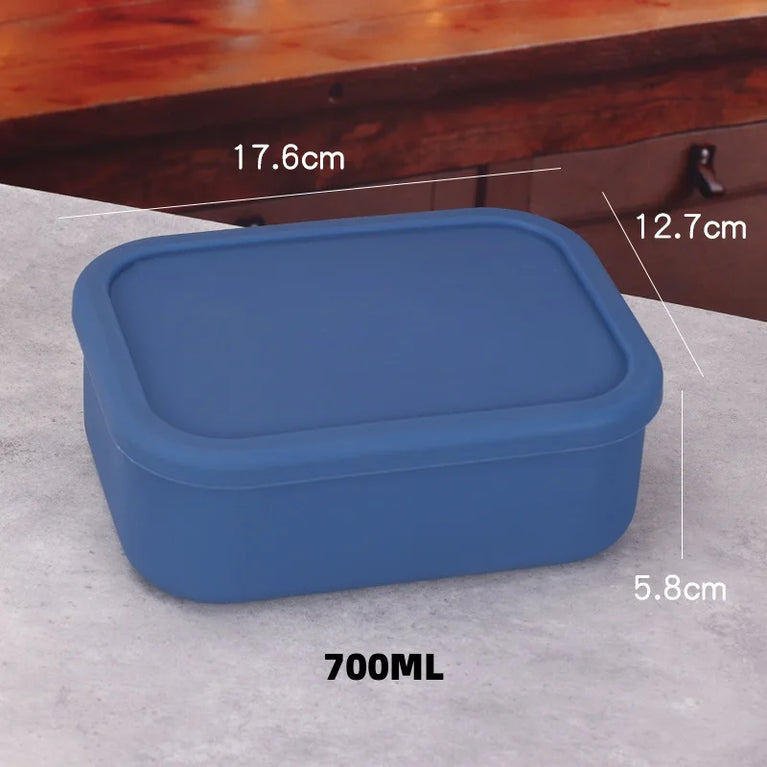 Silicone Bento Box Rectangle Leak-Proof Microwave Safe Lunch Container Portable Food Storage