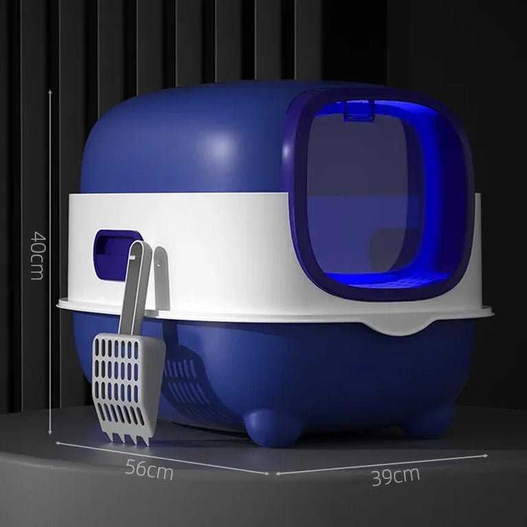 Fully Enclosed Oversized Cat Litter Box | Deodorizing Flip-Top Pet Toilet