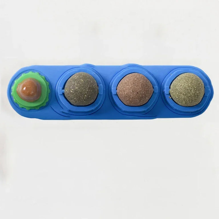 4 in 1 Rotating Catnip Silver Vine Ball Wall Stick Toy Kit
