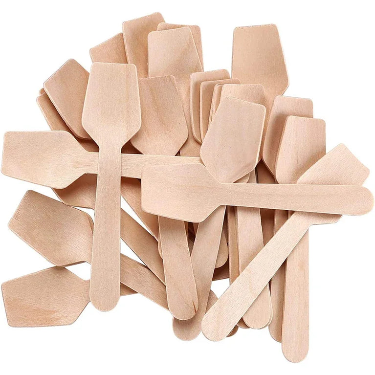 50/100PCS Mini Wooden Spoons 4 Inch Disposable Tasting Spoon Set