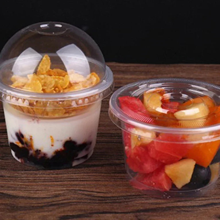 250ML TRANSPARENT DISPOSABLE SALAD CUP DESSERT CUP WITH DOME LID 50/100PCS PARTY BOWL CONTAINER