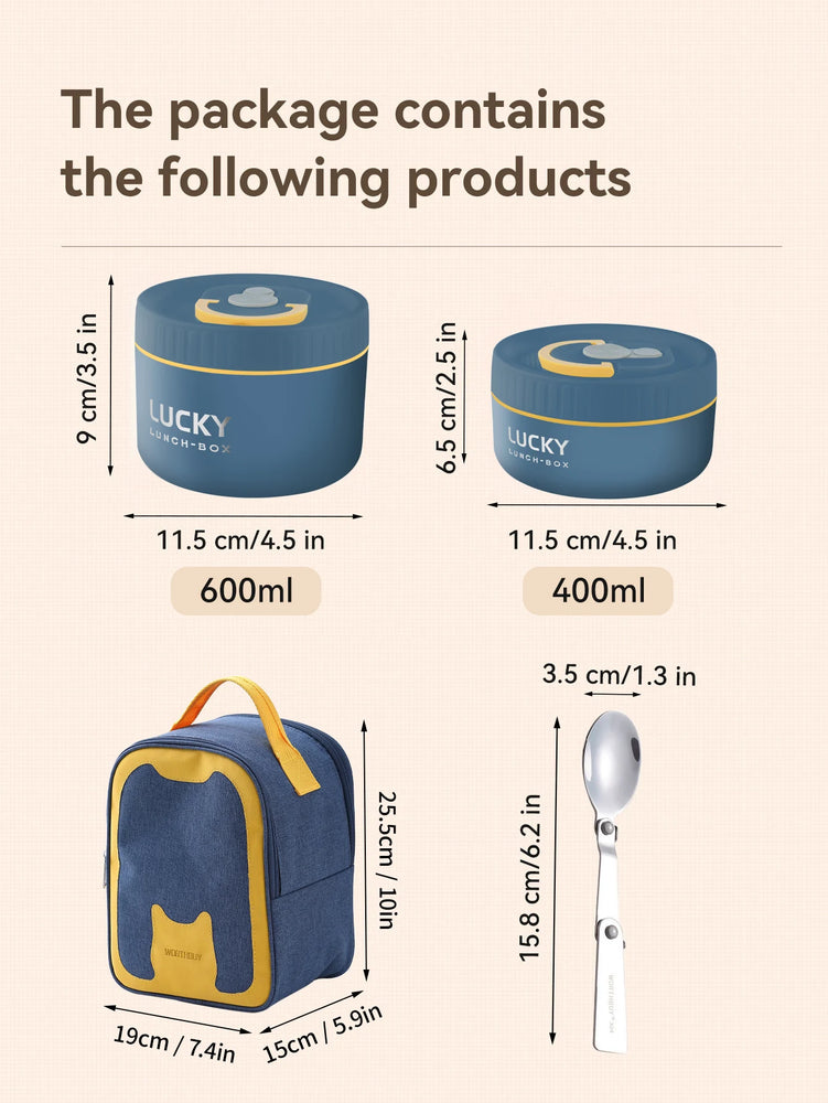 Bento Lunch Box Set Portable Keep Warm Insulated Stainless Steel Thermal Food Container Bag
