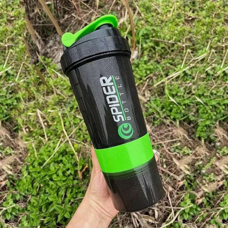 550ML 3 Layer Shaker Protein Mixing Waterbottle Fitness Gym Sports Cup