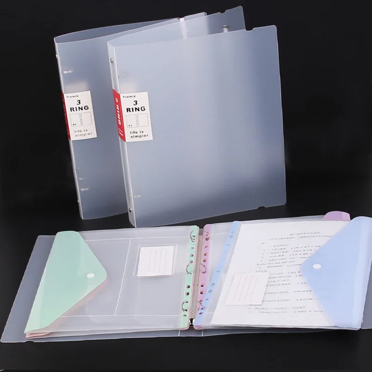 A4 Loose-Leaf Plastic Document Bag | 11-Hole Binder Compatible Envelopes
