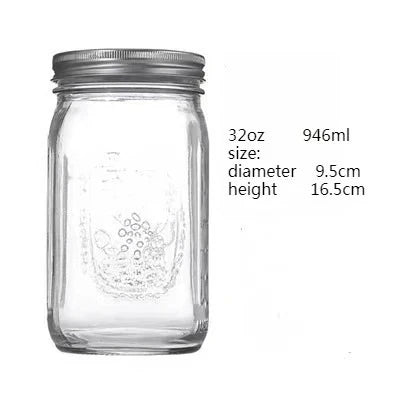 Wide Mouth Mason Jars with Lids Glass Food Storage Container for Meal Prep