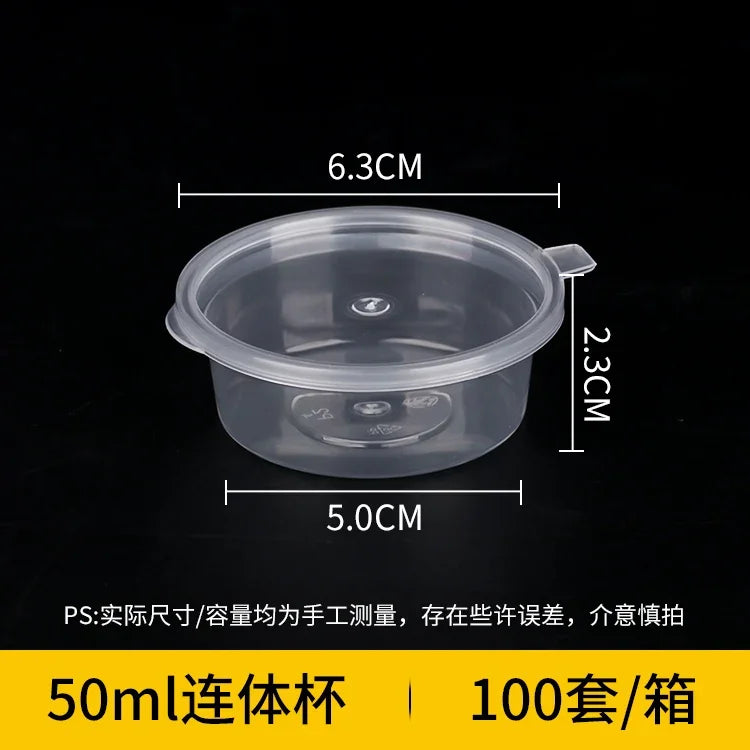 100pcs Disposable Sauce Takeaway Packaging Box Round Sealed Containers With Lid for Chili Oil
