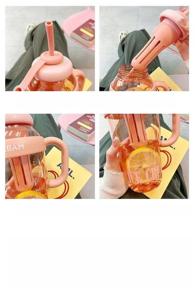 Cute Large Capacity Waterbottle With Straw Leak Proof Tumbler