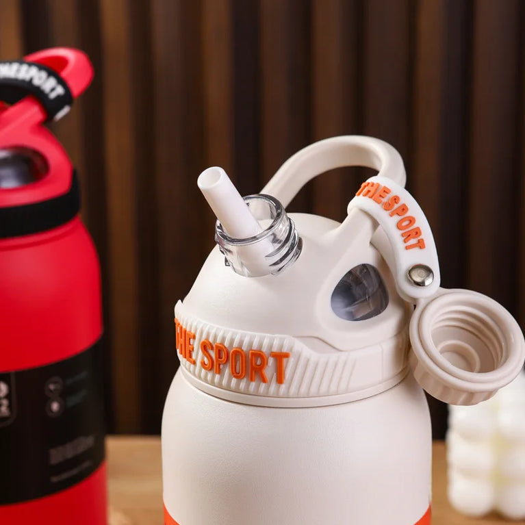 600ml Stainless Steel Vacuum Insulated Sports Water Bottle Straw Travel Thermos Flask
