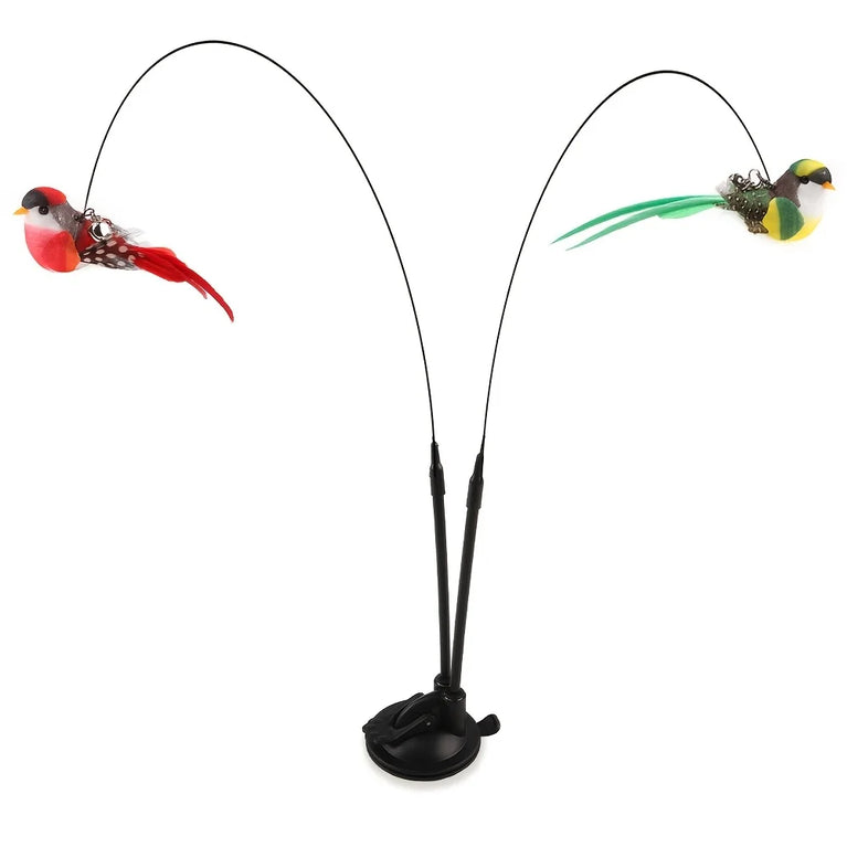 Two Birds Cat Teasing Stick Set Simulation Bird Hands Free Toy