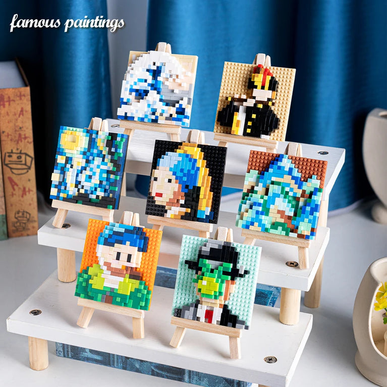 Famous Painting Diamond Building Blocks | 3D Micro-Brick Art with Display Easel