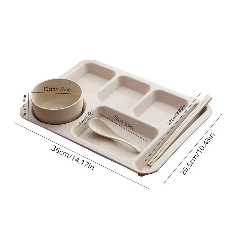 Eco-Friendly Wheat Fiber Meal Set | Anti-Fall Student & Toddler Dinnerware
