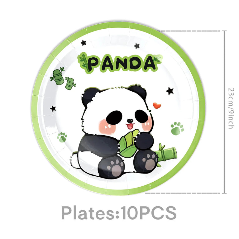Panda Birthday Party Disposable Tableware Set Plates Cups Napkins Banner Decor