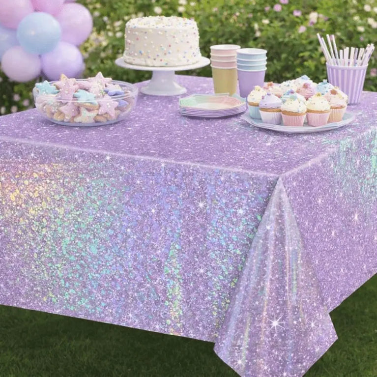 Purple Iridescent Laser Disposable Tablecloth for Party Decoration