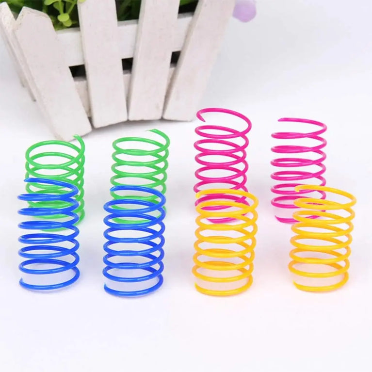 Cat Spring Toy Plastic Spiral Coil Colorful Interactive Kitten Hunting Swatting Pet Toy Set