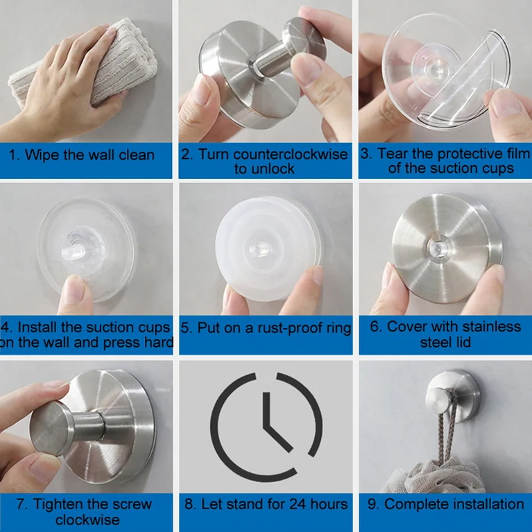 Bathroom Vacuum Suction Cup Hooks Towel Robe Holder Rack Stainless Steel Hook Hanger For Shower Glass Self Adhesive Wall Hooks