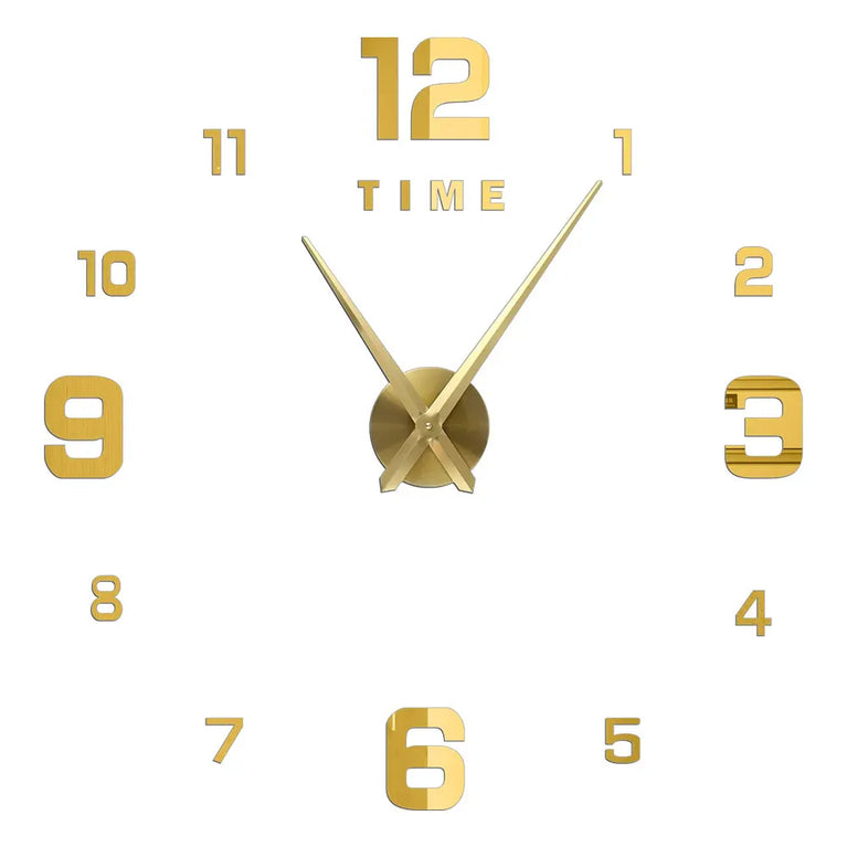 3D DIY Large Wall Clock | Modern Acrylic Mirror Surface Home Décor