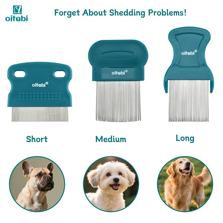Dog Grooming Comb Set Stainless Steel Pet Flea Lice Tear Stain Remover Tool