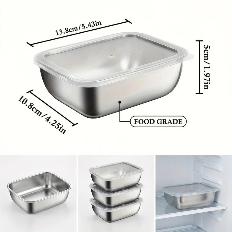5PCS Stainless Steel Food Storage Containers Stackable Meal Prep Set