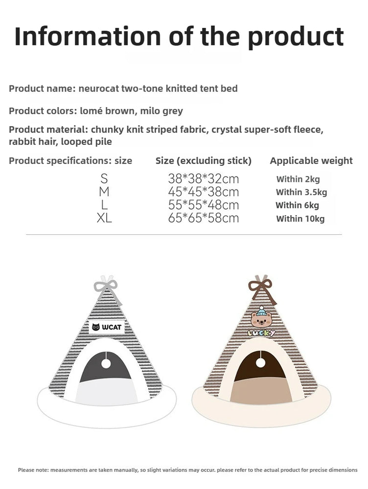Winter Warm Knitted Cat Bed Cozy Tent Cat Heating Pad House