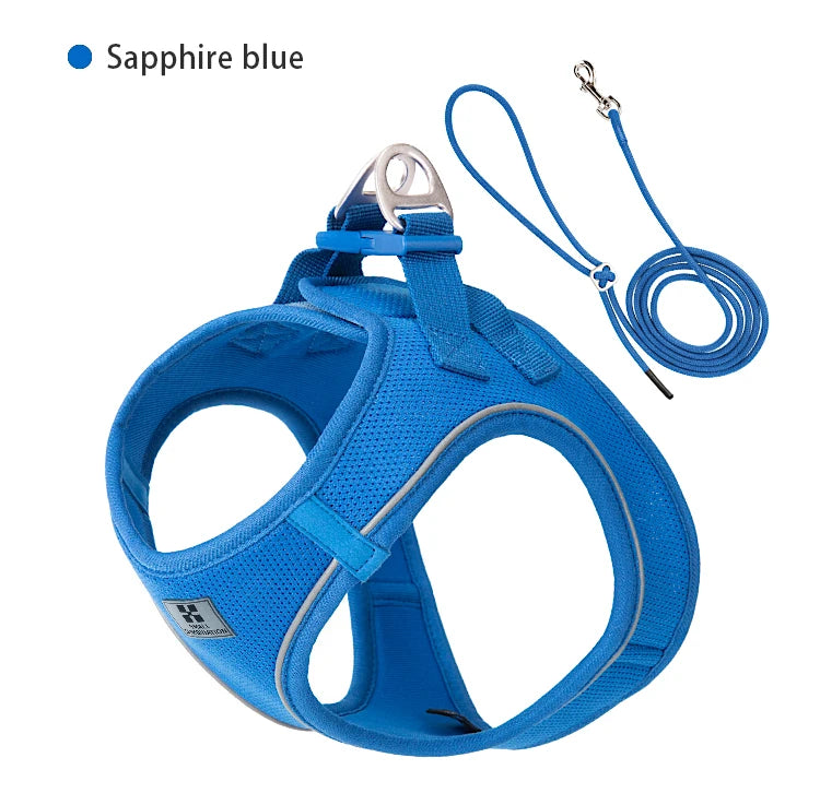 Adjustable Reflective Dog Harness Leash Set Step-In Soft Air Mesh Vest