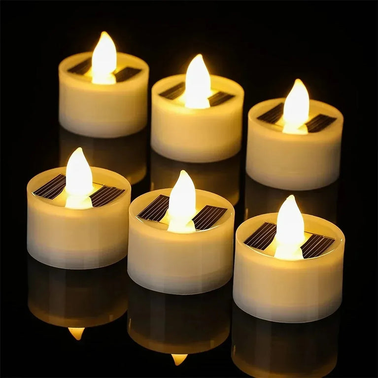 Solar LED Flameless Tea Lights | 10-Piece Waterproof Outdoor Rechargeable Candles