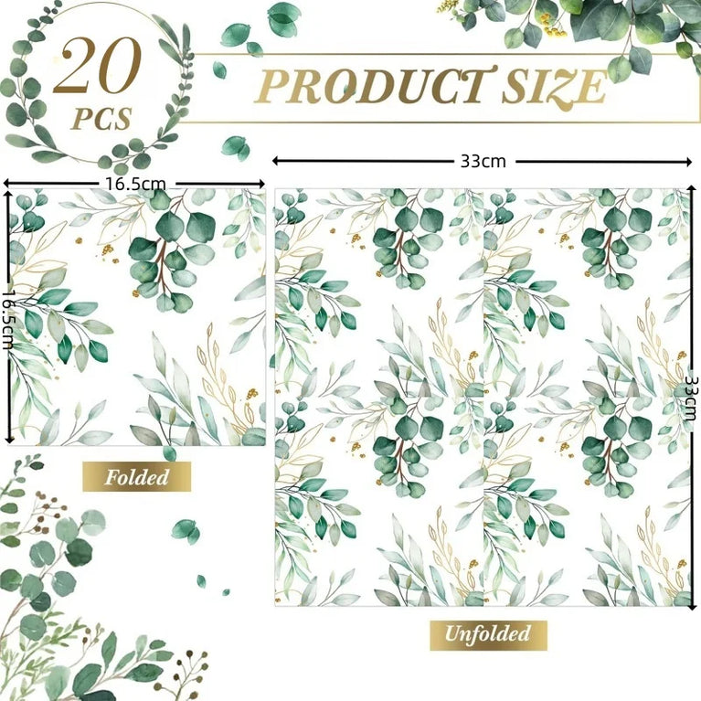 Eucalyptus Disposable Paper Napkins Soft Absorbent Party Towels