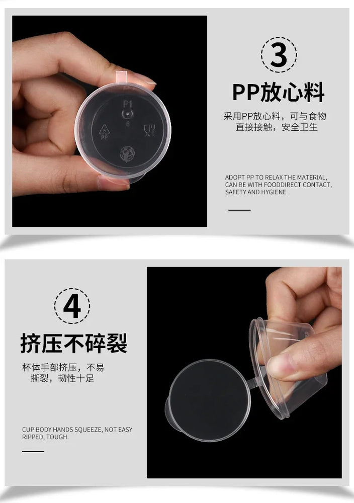 100pcs Disposable Sauce Takeaway Packaging Box Round Sealed Containers With Lid for Chili Oil