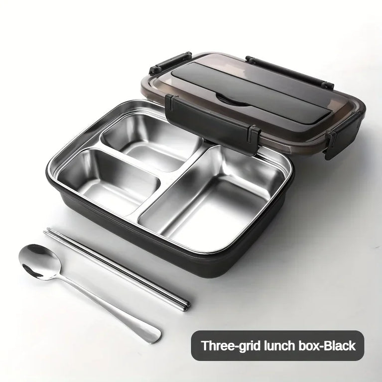 Leak Proof Stainless Steel Lunch Box 3/4 Compartment Bento Container