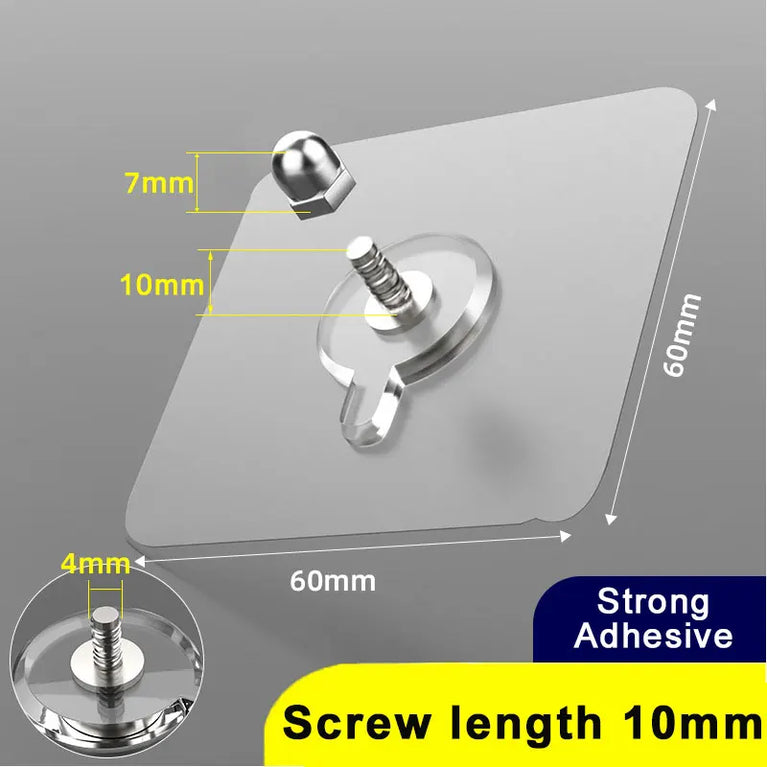 2-10Pcs Screw Wall Hooks Self Adhesive Hangers Sticker Hook