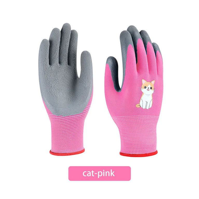 Kids Waterproof Wear Resistant Gardening Gloves Stab Proof Latex
