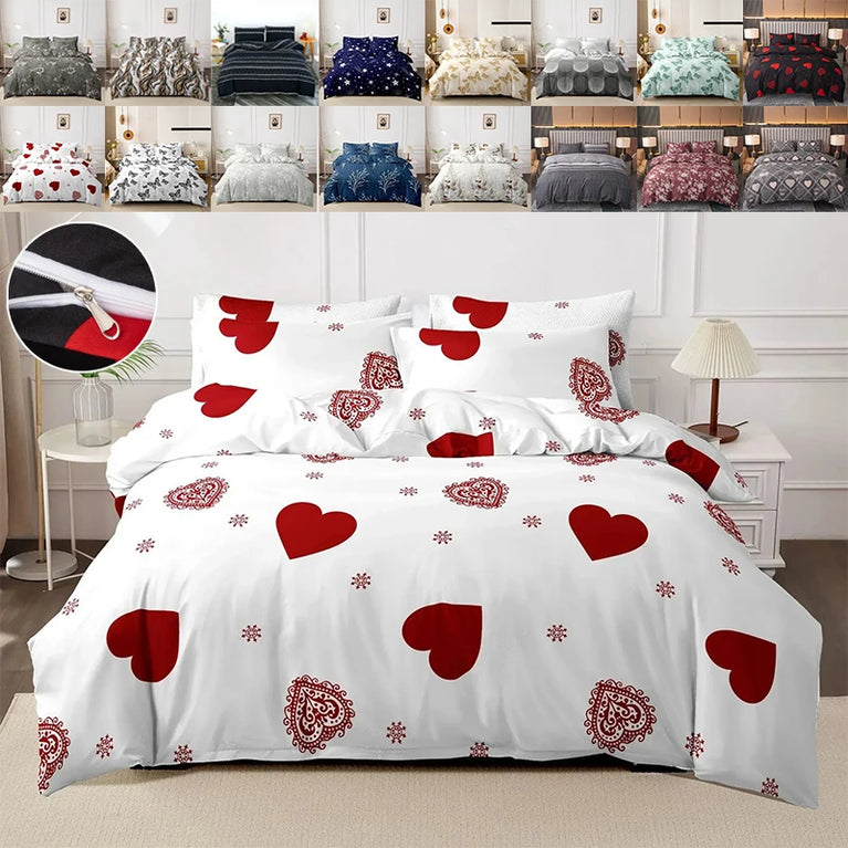 3-Piece Printed Brushed Duvet Cover Set | Soft & Breathable Bedding Collection