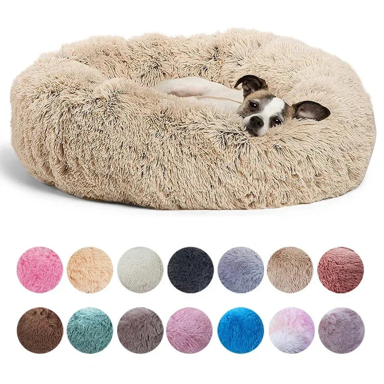 Round Plush Environment Friendly Dog Bed 40-90cm Soft Warm Pet Sleeping Nest
