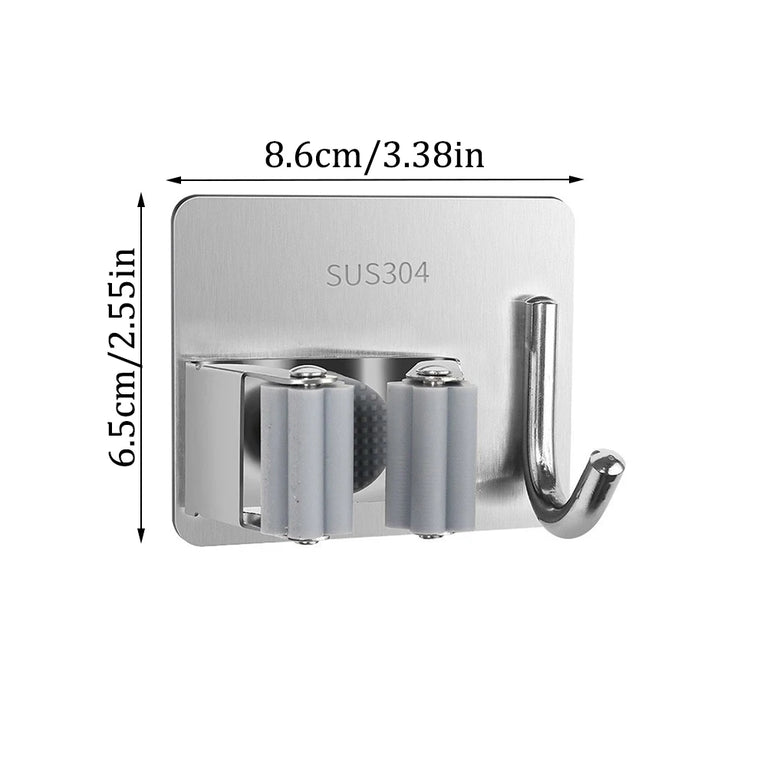 1PC/3PCS/6PCS/9PCS Mop Hook Perforation-Free Bathroom Storage Device Sticky Broom Hanger Wall Hanging Mop Clip