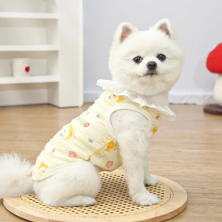 Large Dog Cotton Cooling Vest | Cute Cartoon Summer Shirt