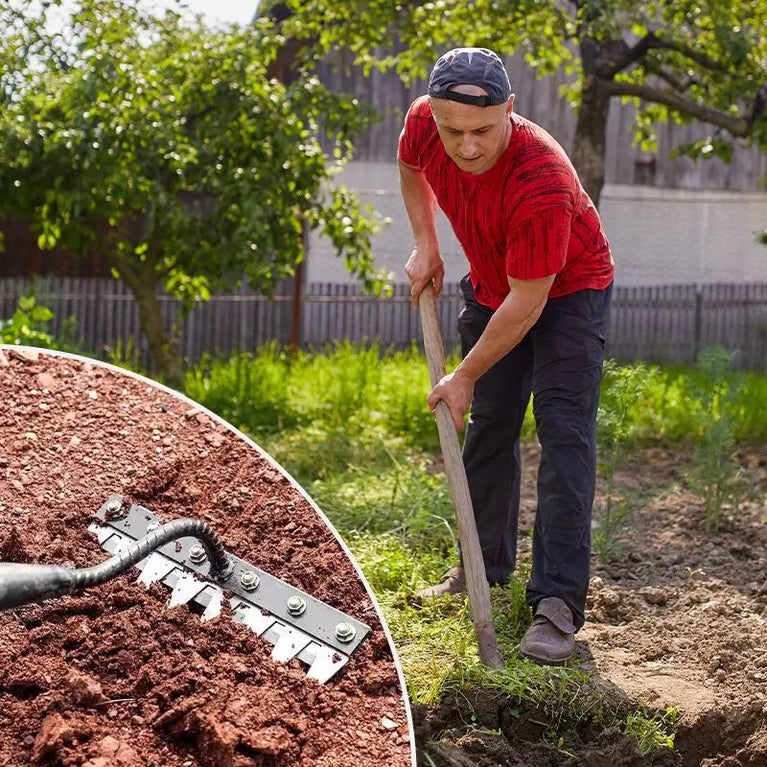 5-8 Teeth Iron Garden Weeding Hoe Rake Soil Loosening Farm Tool