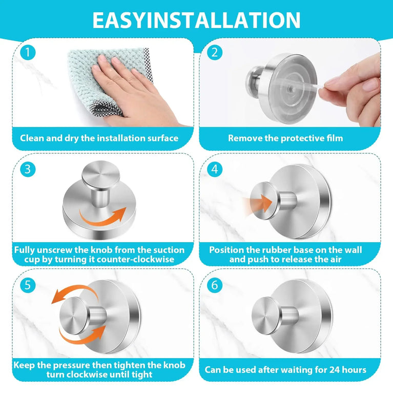 Vacuum Suction Cup Hook Punch Free Stainless Steel Wall Hanger