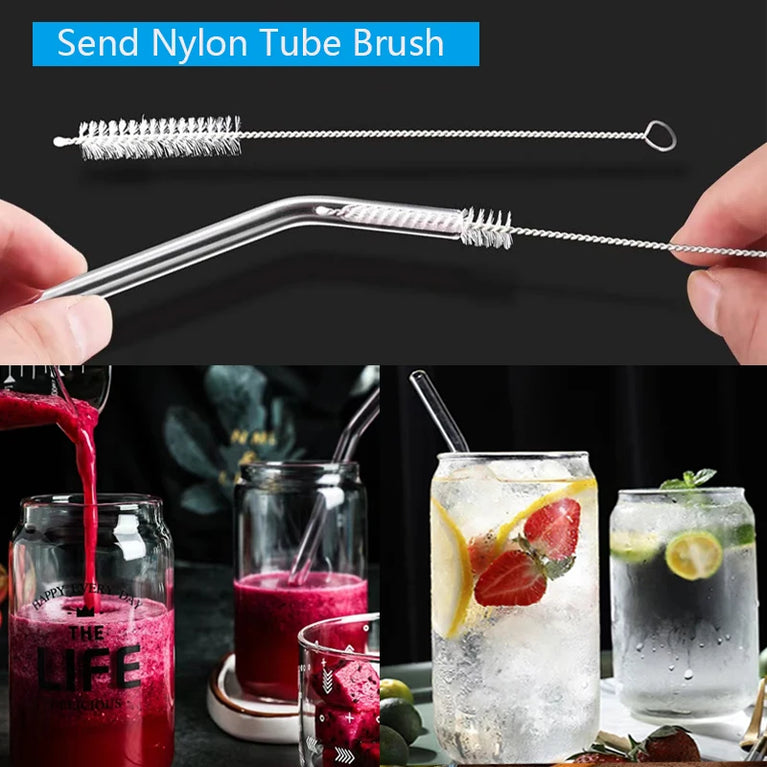 Glass Straws Eco Friendly Reusable Drinking Straw Set with Brushes Bar Accessories
