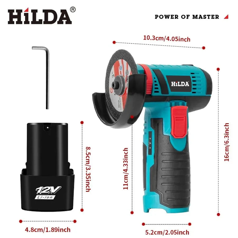 12V 3-Inch Mini Lithium Angle Grinder | Compact Cordless Polishing & Cutting Machine
