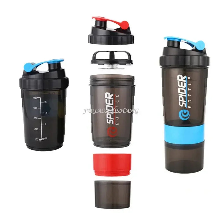 550ML 3 Layer Shaker Protein Mixing Waterbottle Fitness Gym Sports Cup
