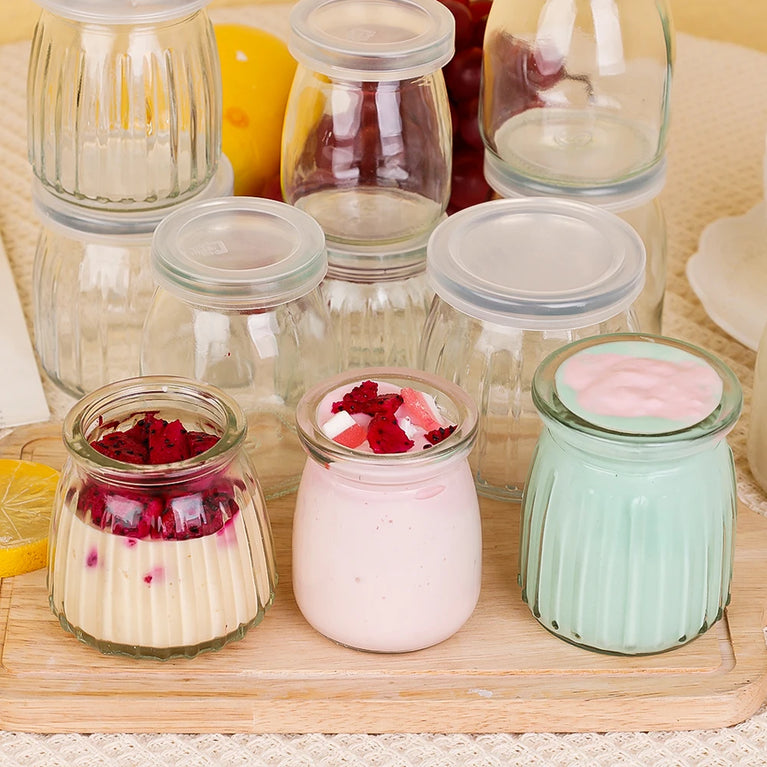 Glass Baking Bottles with Lid Yogurt Pudding Mini Food Storage Jar Container