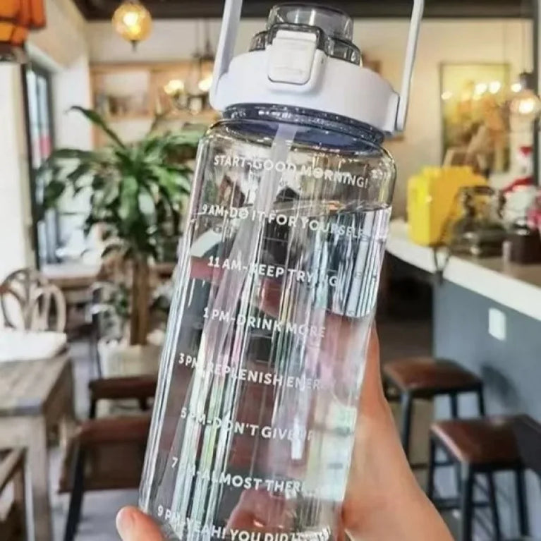 2L Portable Large Capacity Straw Water Bottle Fitness Sports