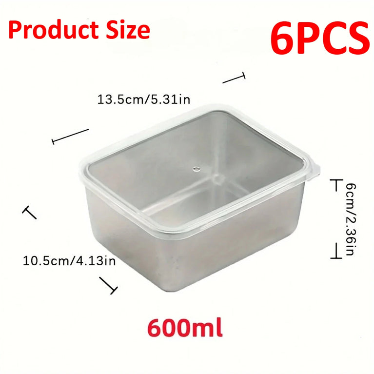 6-Piece Stainless Steel Food Containers with Lids Stackable Set