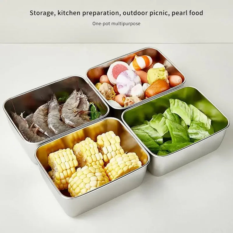 STAINLESS STEEL FOOD STORAGE CONTAINER WITH LID FOR FRESH FOOD STORAGE