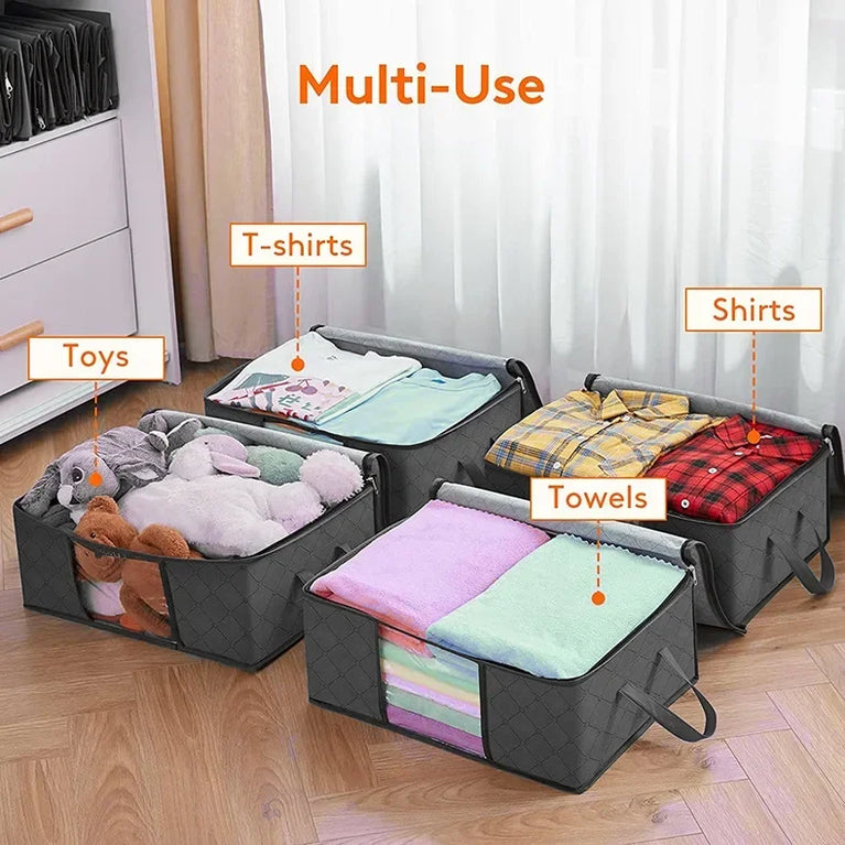 Large Capacity Foldable Storage Bag | 3D Wardrobe Organizer for Blankets & Clothing