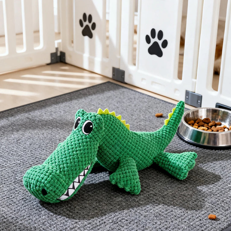 Pet Chew-Resistant Plush Interactive Toy with Sound Dinosaur Shape