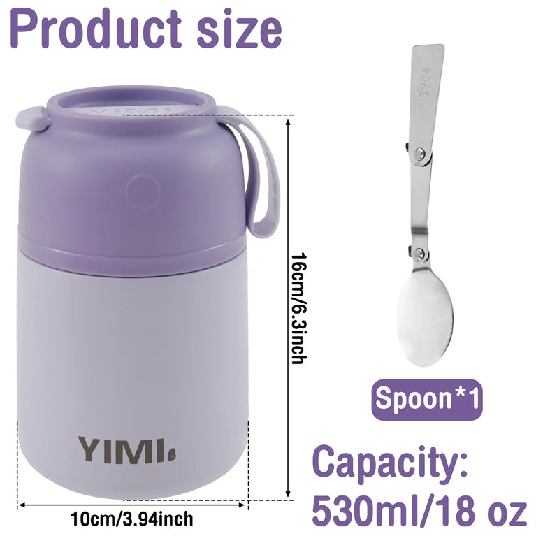 304 Stainless Steel Thermo Soup Cup 530ml 480ml Leakproof Vacuum Insulated Jar