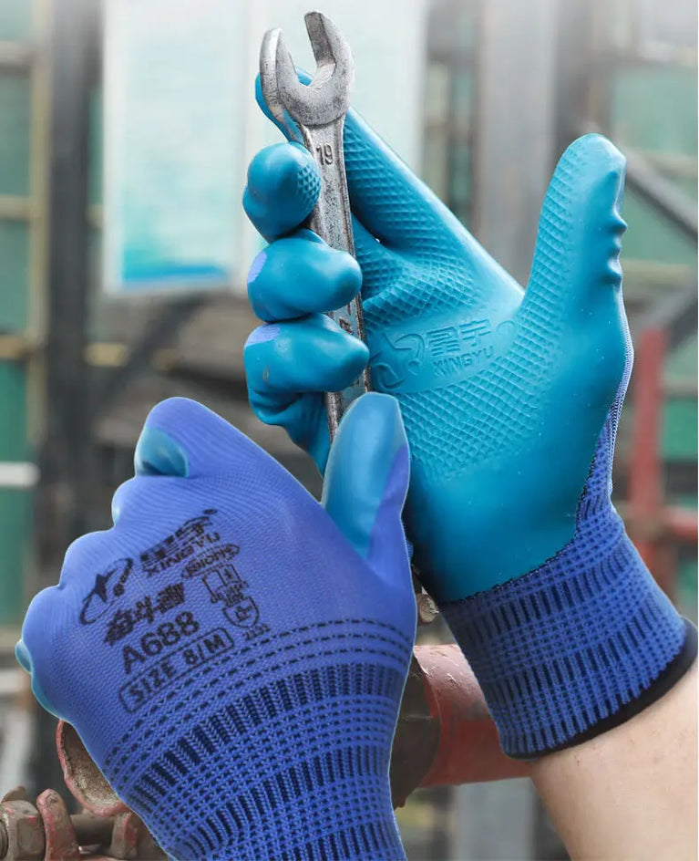 Super Grip Rubber Coated Waterproof Gardening Gloves Anti Slip Work