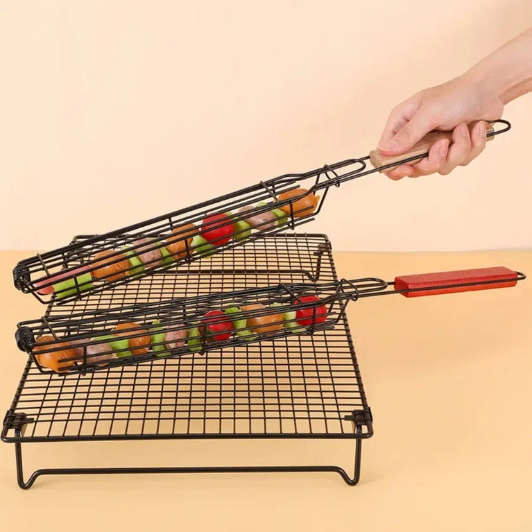 Mini Barbecue Hot Dog Cage | Stainless Steel Non-Stick Grill Basket