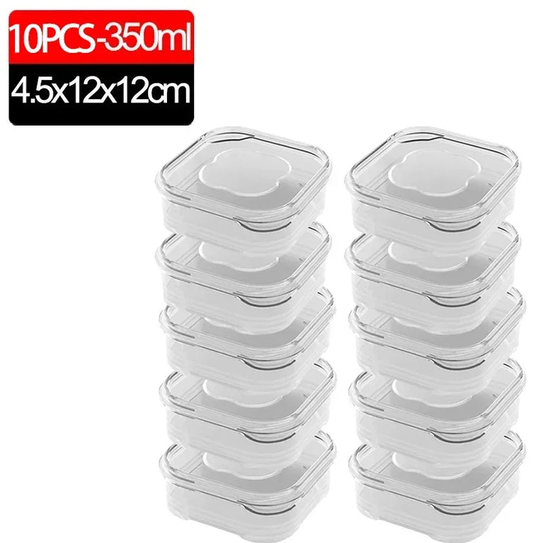 Small Transparent PP Food Preservation Boxes Refrigerator Sealed Storage Container Set