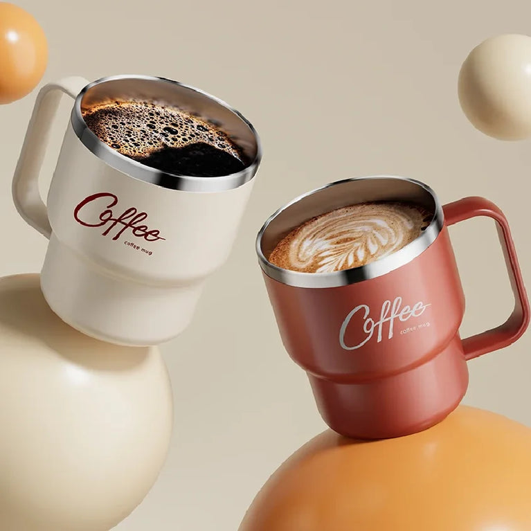 304 Stainless Steel Double Wall Coffee Mug with Handle Leakproof Cup